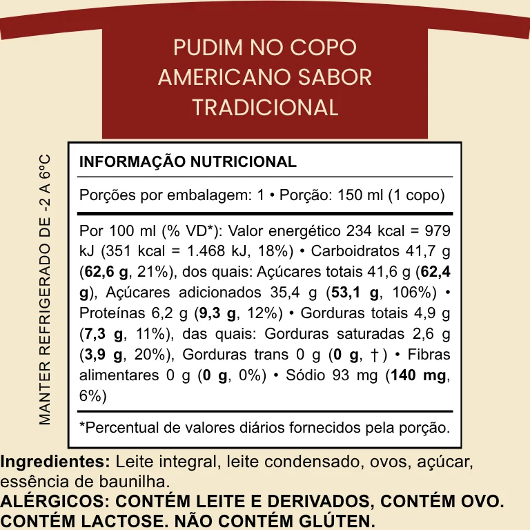 Tabela Nutricional — Tradicional